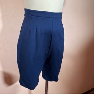 Vintage 1950’s Retro Pin up Girl Blue Knit Nautical High Waisted Shorts small